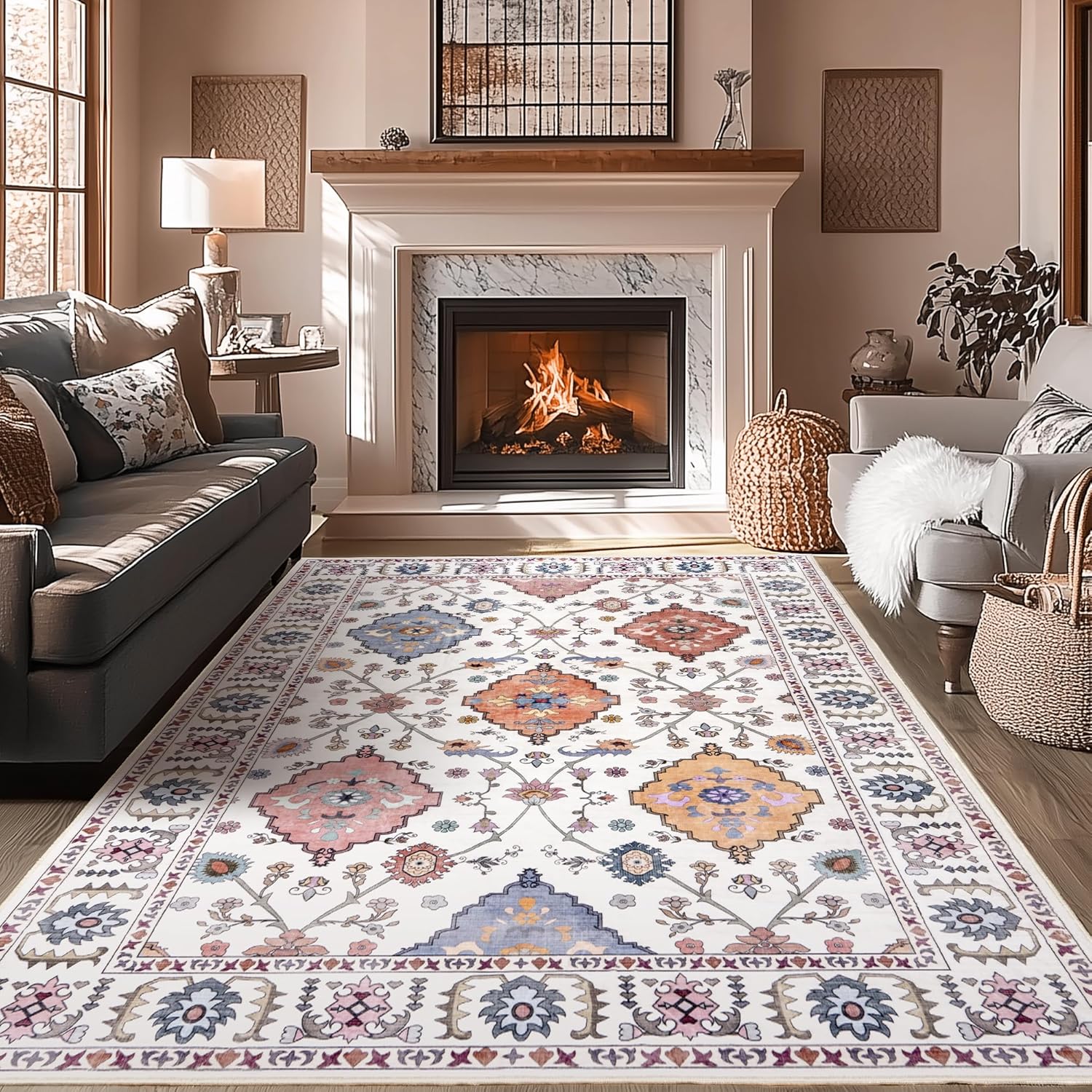 Living Room Rug 6x9 Beige Area Rug Machine Washable Panama | Ubuy